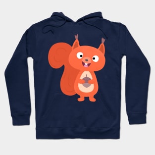 Happy cute red squirrel cartoon illustration Hoodie